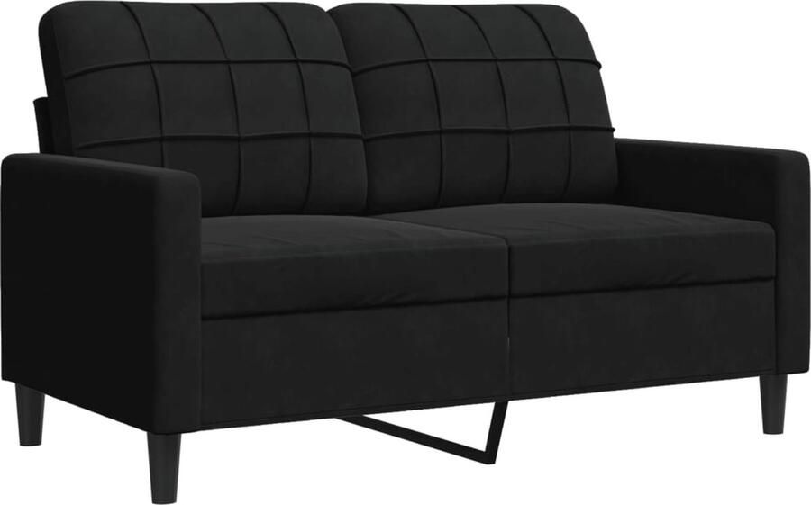 The Living Store 2-zitsbank 137 x 77 x 80 cm Fluweel Zwart Tweezitsbank Fluweel Sofa Zwarte Bank Banks Kopen Lounge Meubels - Foto 2
