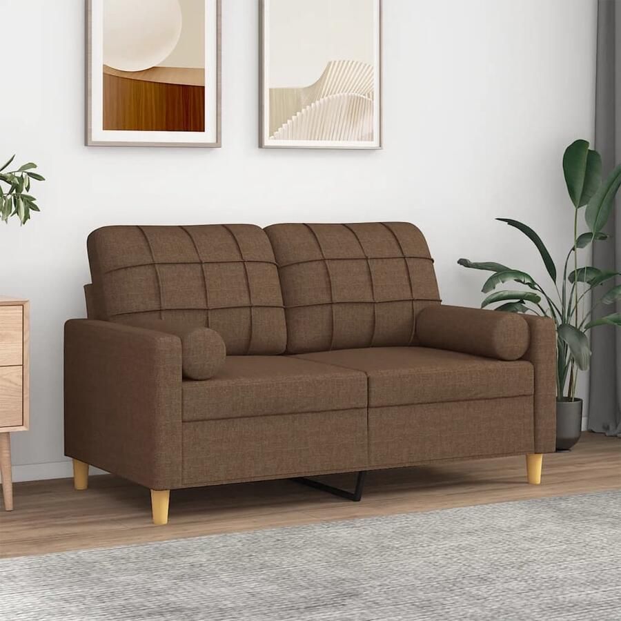 VidaXL Tweezitsbank 120 cm Inclusief Sierkussens Tweezitsbank Bruine Bank Banksofa Lounge Meubilair Livingroom Decoratie Modern Sofa Comfy Couch - Foto 2