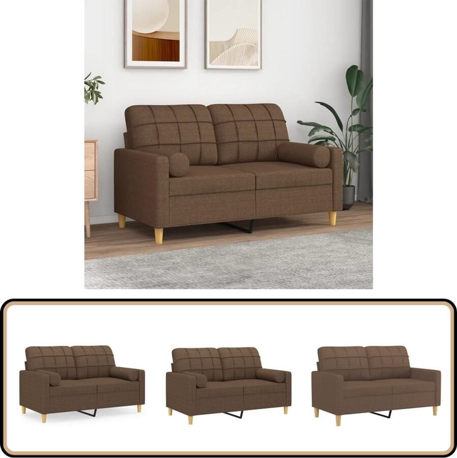VidaXL Tweezitsbank 120 cm Inclusief Sierkussens Tweezitsbank Bruine Bank Banksofa Lounge Meubilair Livingroom Decoratie Modern Sofa Comfy Couch