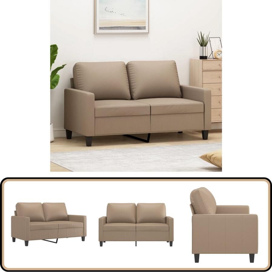 VidaXL Tweezitsbank 120 cm Kunstleer Cappuccino Tweezitsbank Sofa Bankstellen Bruine Bank Lederlook Bank Kapstok