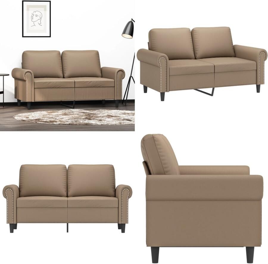 VidaXL Tweezitsbank 120 cm kunstleer cappuccinokleurig 2-zitsbank 2-zitsbanken Bank Tweezitsbank