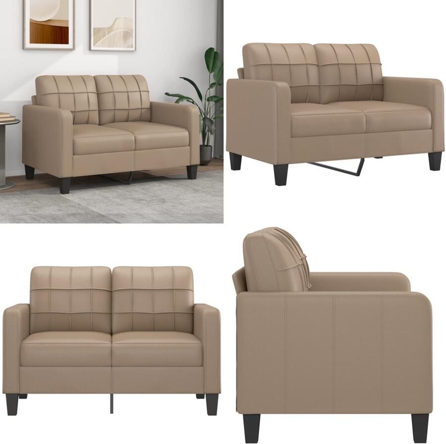VidaXL Tweezitsbank 120 cm kunstleer cappuccinokleurig 2-zitsbank 2-zitsbanken Bank Tweezitsbank