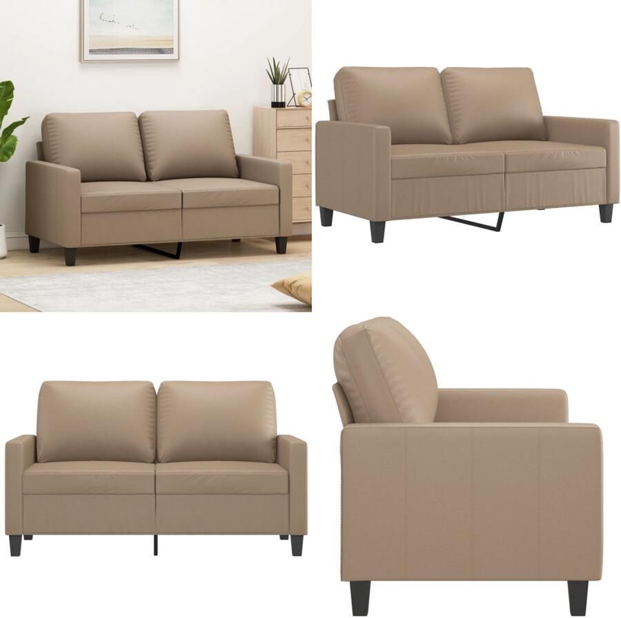 VidaXL Tweezitsbank 120 cm kunstleer cappuccinokleurig 2-zitsbank 2-zitsbanken Bank Tweezitsbank