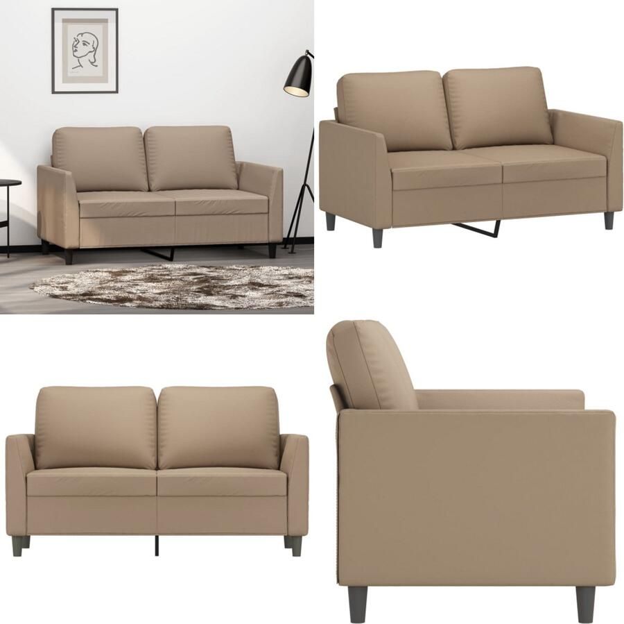 VidaXL Tweezitsbank 120 cm kunstleer cappuccinokleurig 2-zitsbank 2-zitsbanken Bank Tweezitsbank