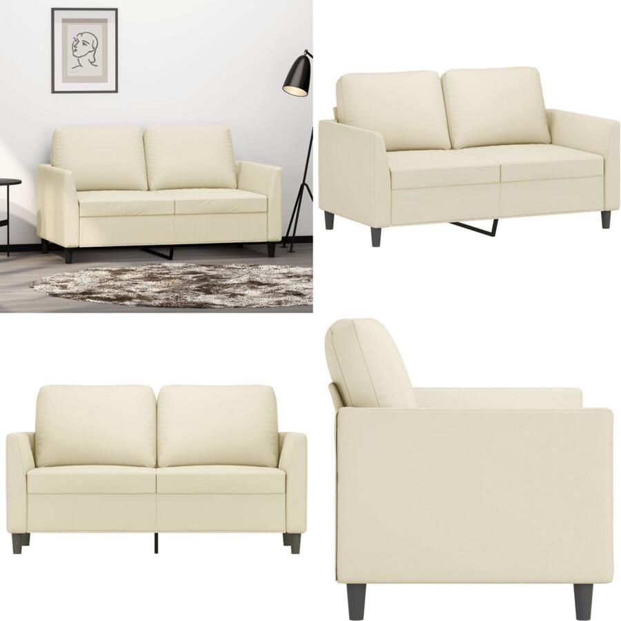 VidaXL Tweezitsbank 120 cm kunstleer crèmekleurig 2-zitsbank 2-zitsbanken Bank Tweezitsbank