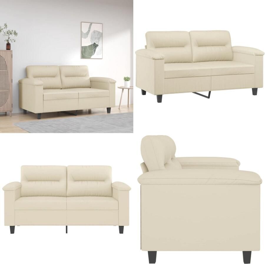 VidaXL Tweezitsbank 120 cm kunstleer crèmekleurig 2-zitsbank 2-zitsbanken Bank Tweezitsbank - Foto 2