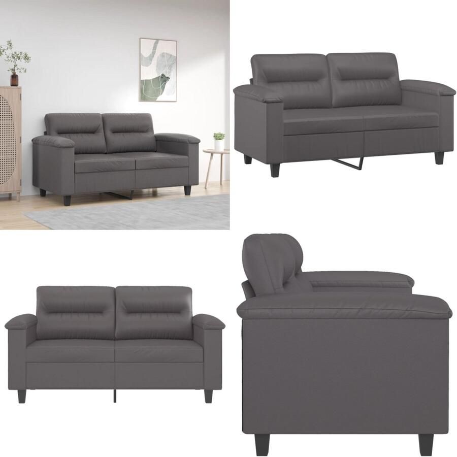 VidaXL -Tweezitsbank-120-cm-kunstleer-grijs