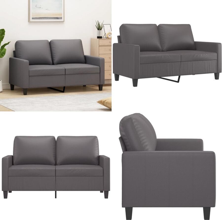 VidaXL Tweezitsbank 120 cm kunstleer grijs 2-zitsbank 2-zitsbanken Bank Tweezitsbank