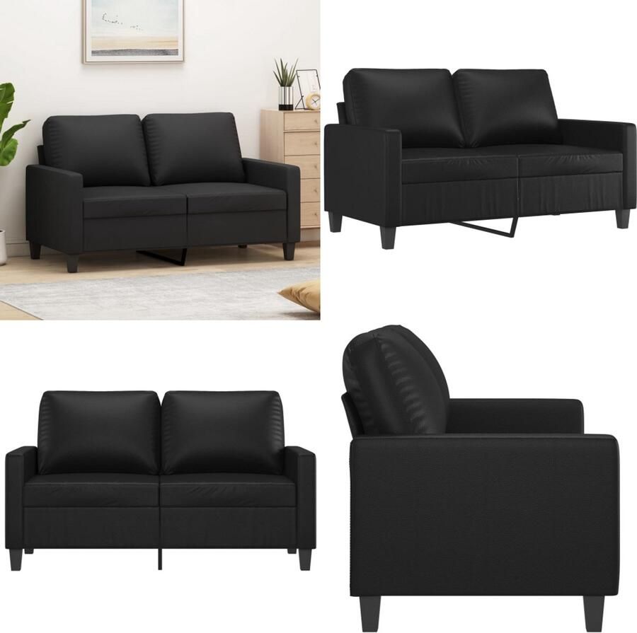 VidaXL Tweezitsbank 120 cm kunstleer zwart 2-zitsbank 2-zitsbanken Bank Tweezitsbank