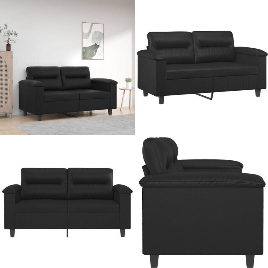 VidaXL Tweezitsbank 120 cm kunstleer zwart 2-zitsbank 2-zitsbanken Bank Tweezitsbank