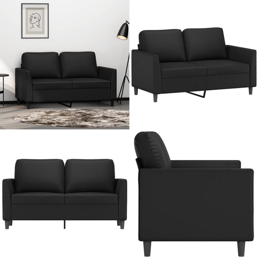 VidaXL Tweezitsbank 120 cm kunstleer zwart 2-zitsbank 2-zitsbanken Bank Tweezitsbank