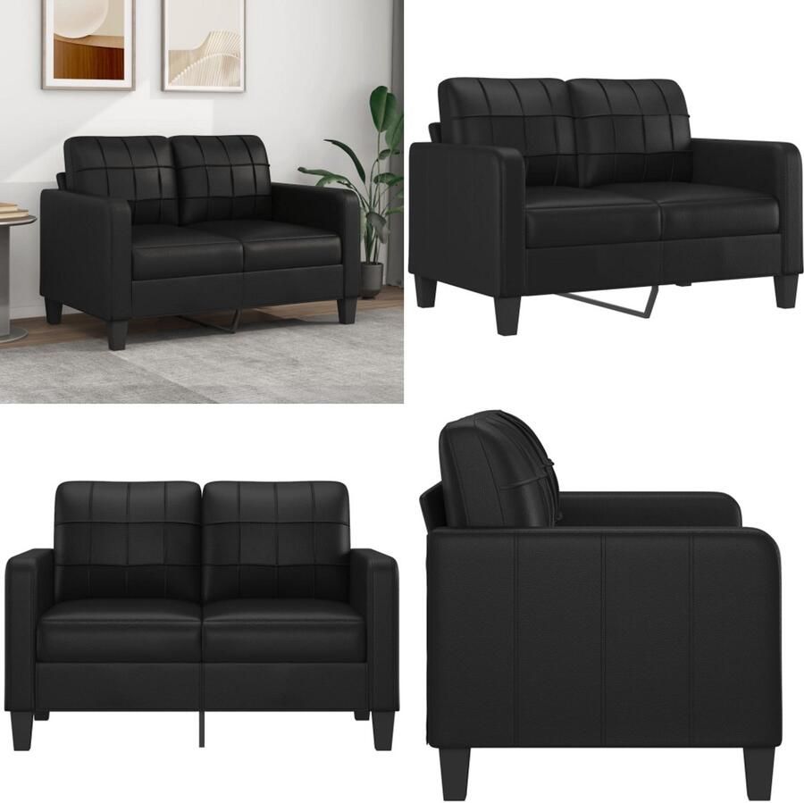 VidaXL Tweezitsbank 120 cm kunstleer zwart 2-zitsbank 2-zitsbanken Bank Tweezitsbank