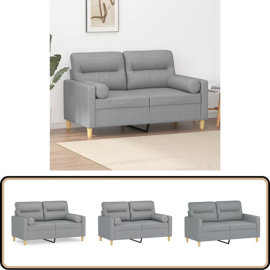 VidaXL Tweezitsbank 120 cm Lichtgrijs Incl. Kussens Tweezitsbank Sofa Banksoort Interieurdecoratie Woonkamermeubilair - Foto 2