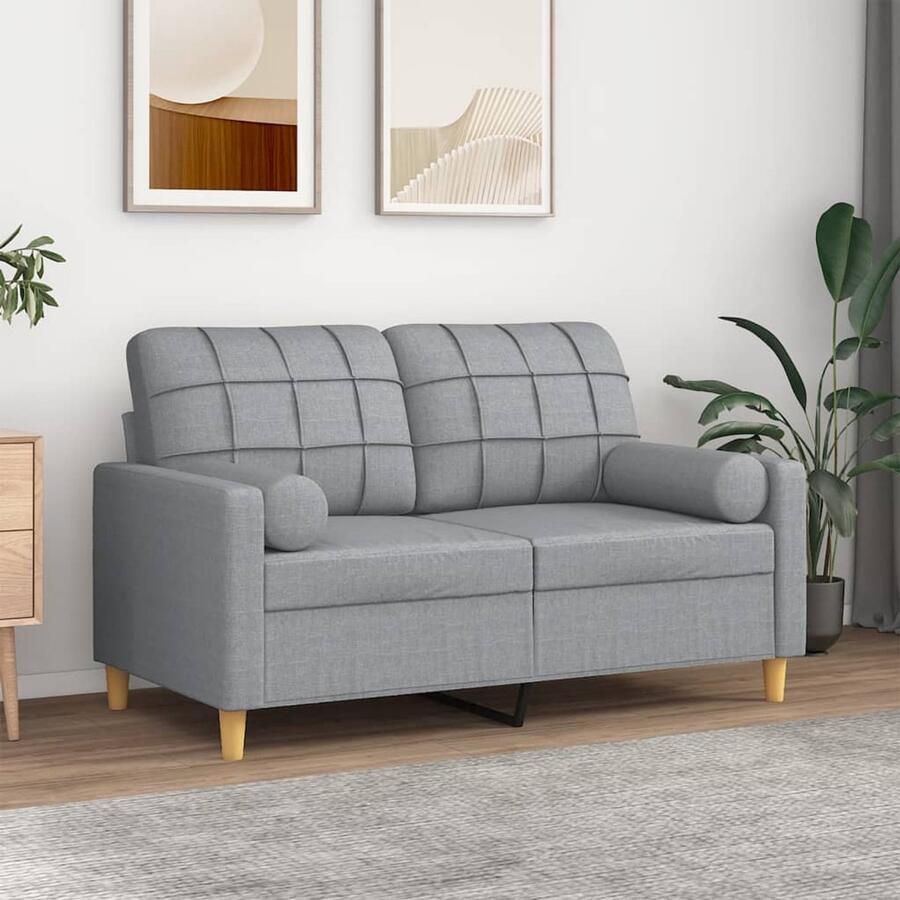 VidaXL Tweezitsbank 120 cm Lichtgrijs Inclusief Kussens Tweezitsbank Sofa Grijs Banks Kopen Lounge Meubels Woonkamermeubelen