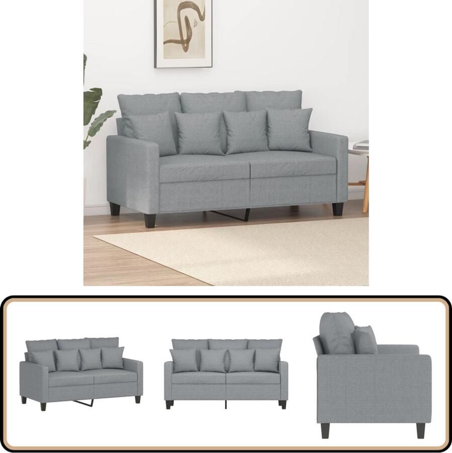VidaXL Tweezitsbank 120 cm Lichtgrijs Stof Tweezitsbank Sofa Bankstel Lounge Meubilair Grijs Sofa Comfortabele Bank Stijlvolle Bank Salonmeubelen Livingroom Furniture Interieurdecoratie