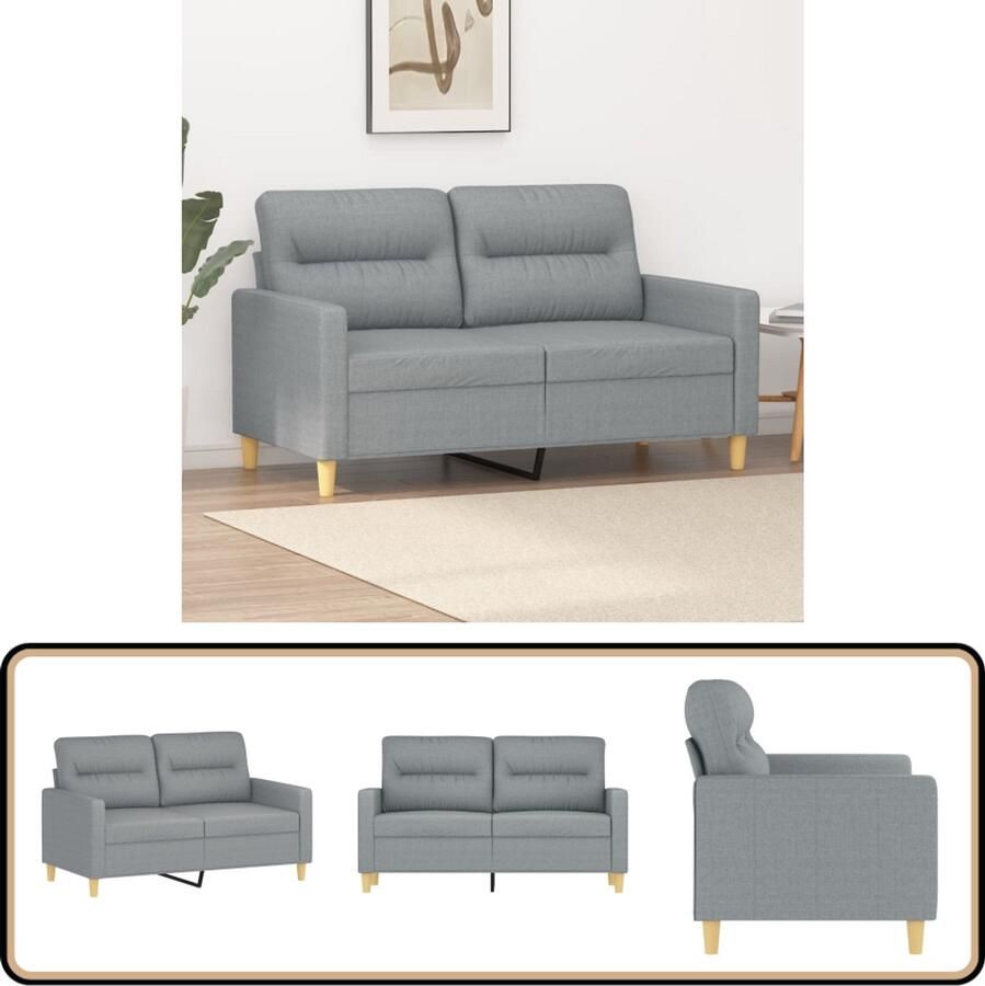 VidaXL Tweezitsbank 120 cm Lichtgrijze stof Tweezitsbank Bank Grijs Bankstellen Salon Meubilair Living Room Furniture Comfort Stijlvolle Bank Luxe Bank Zachte Bank Trendy Bank Online Kopen