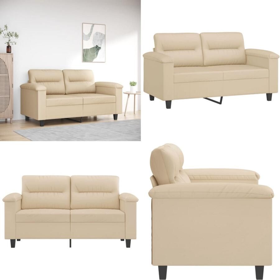 VidaXL Tweezitsbank 120 cm microvezelstof crème 2-zitsbank 2-zitsbanken Bank Tweezitsbank