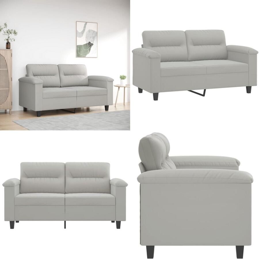 VidaXL Tweezitsbank 120 cm microvezelstof lichtgrijs 2-zitsbank 2-zitsbanken Bank Tweezitsbank