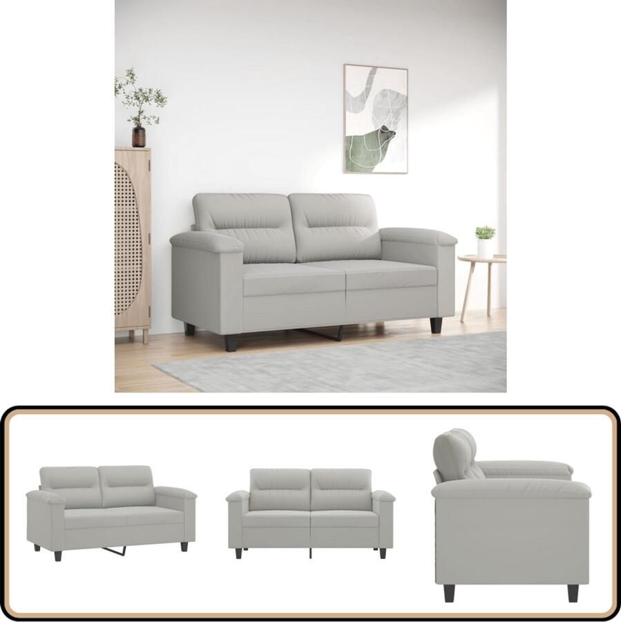 VidaXL Tweezitsbank 120 cm Microvezelstof Lichtgrijs Tweezitsbank Microfiber Sofa Banks Kopen Lounge Meubilair Salontafel