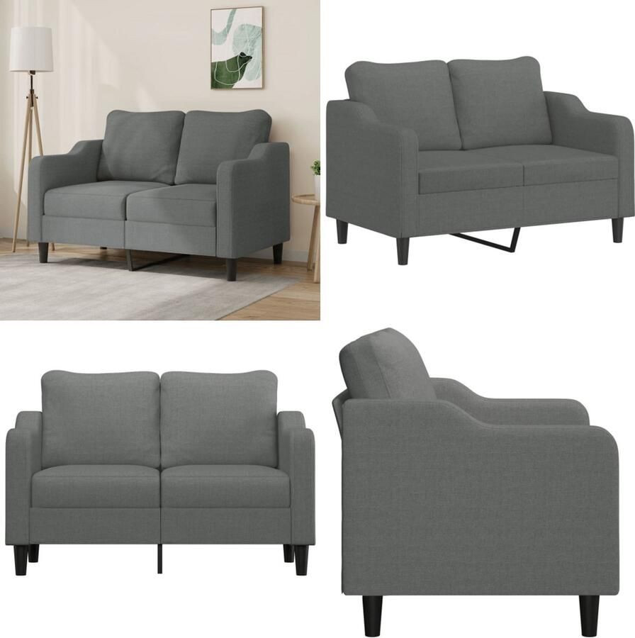 VidaXL Tweezitsbank 120 cm stof donkergrijs 2-zitsbank 2-zitsbanken Bank Tweezitsbank