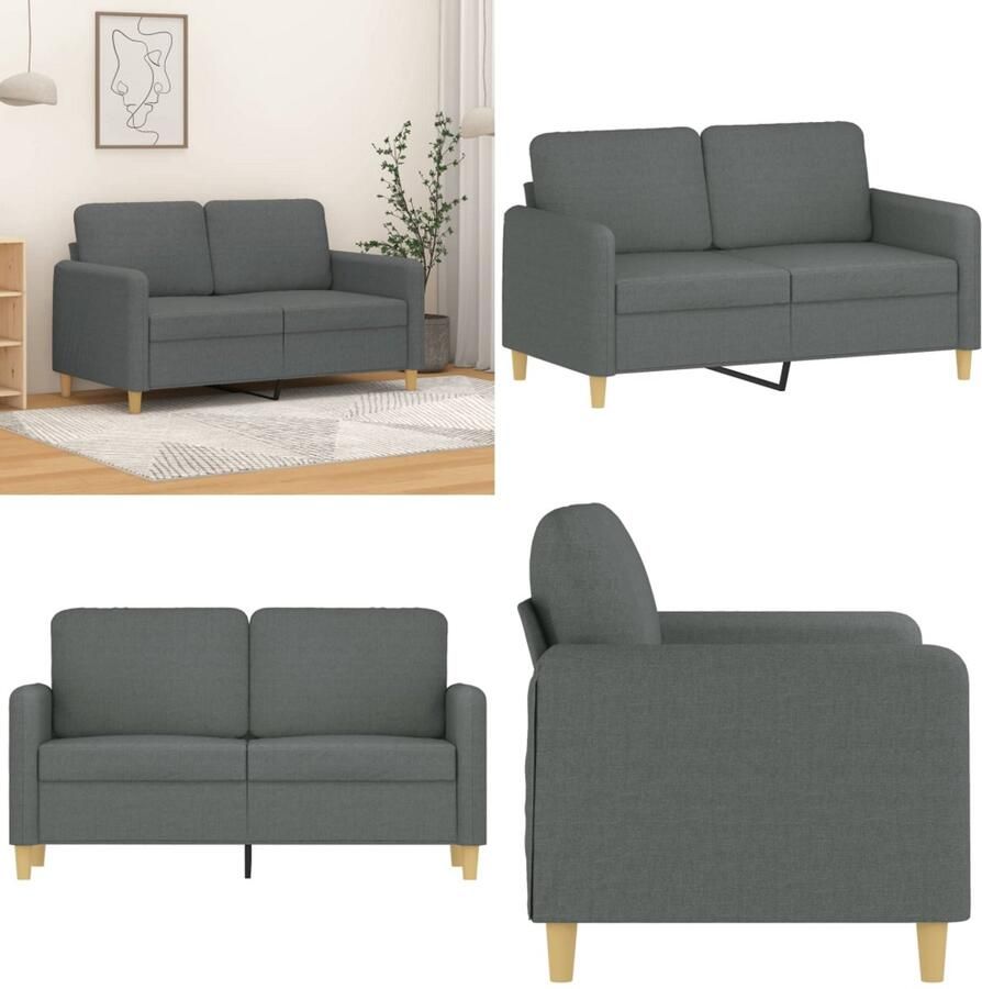 VidaXL Tweezitsbank 120 cm stof donkergrijs 2-zitsbank 2-zitsbanken Bank Tweezitsbank