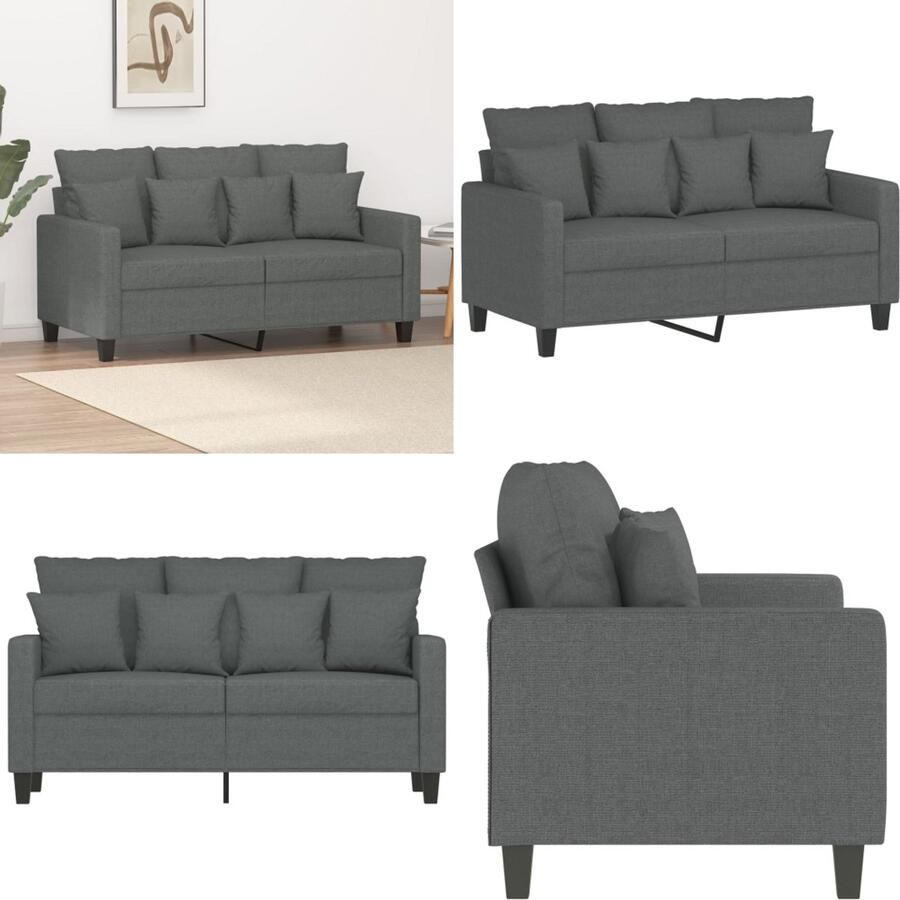 VidaXL Tweezitsbank 120 cm stof donkergrijs 2-zitsbank 2-zitsbanken Bank Tweezitsbank