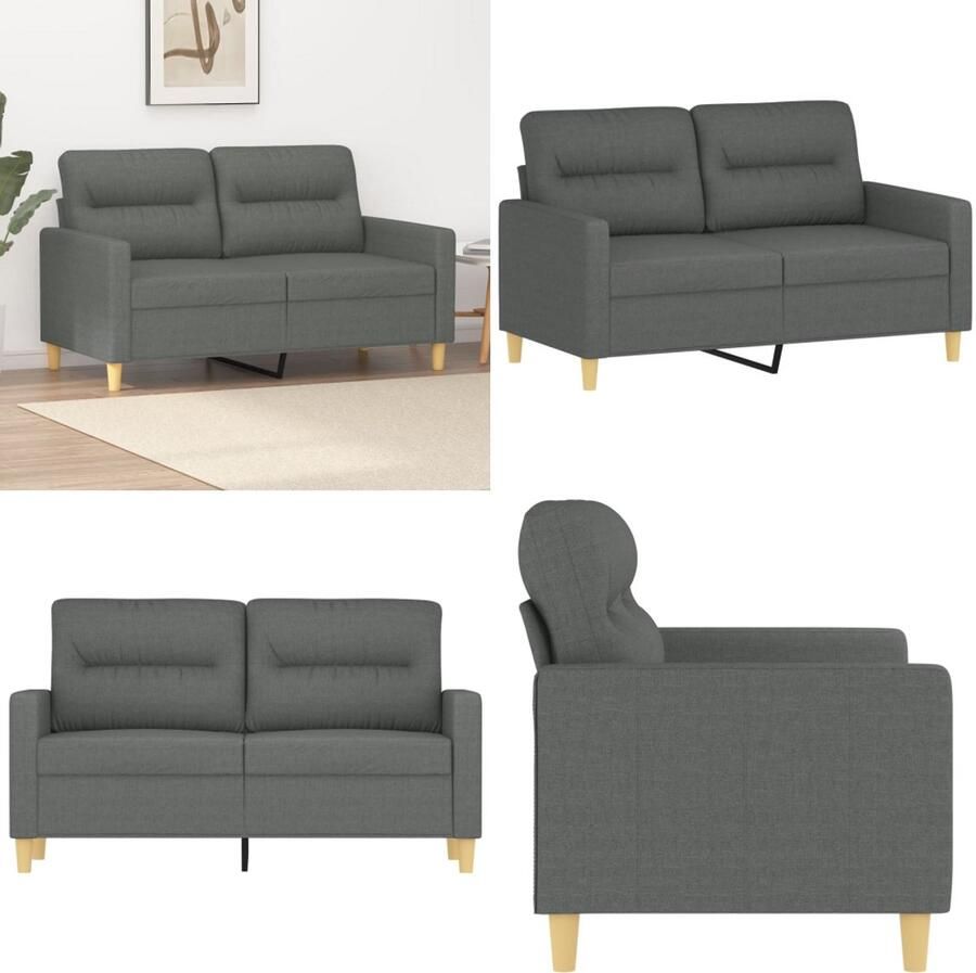 VidaXL Tweezitsbank 120 cm stof donkergrijs 2-zitsbank 2-zitsbanken Bank Tweezitsbank