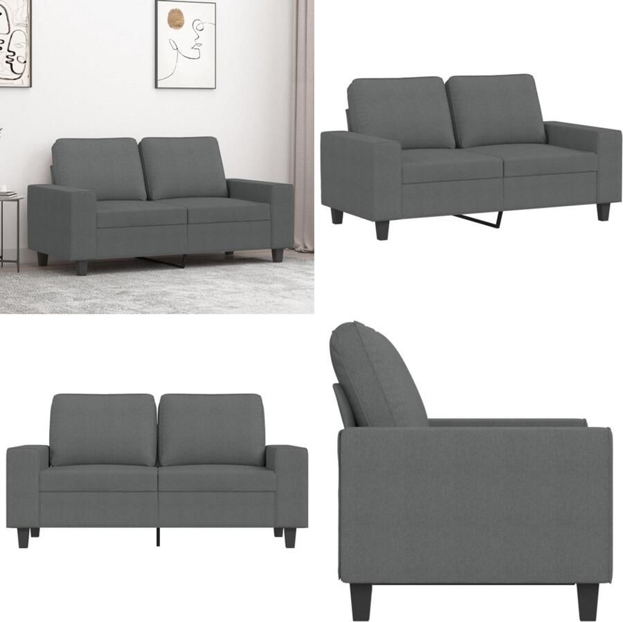 VidaXL Tweezitsbank 120 cm stof donkergrijs 2-zitsbank 2-zitsbanken Bank Tweezitsbank