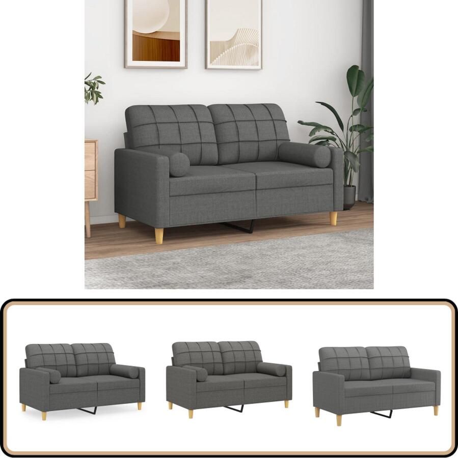 VidaXL Tweezitsbank 120 cm Stof Donkergrijs Tweezitsbank Donker Grijs Sofa Lounge Meubilair Stoffen Bank Comfortabele Bank Living Room Furniture