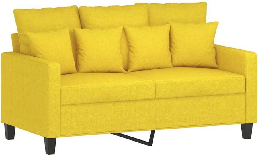The Living Store Bank Hoge Kwaliteit 138 x 77 x 80 cm Lichtgeel Polyester Metaal Tweezitsbank Sofa Banks Kopen Lounge Meubels Woonkamer Meubilair