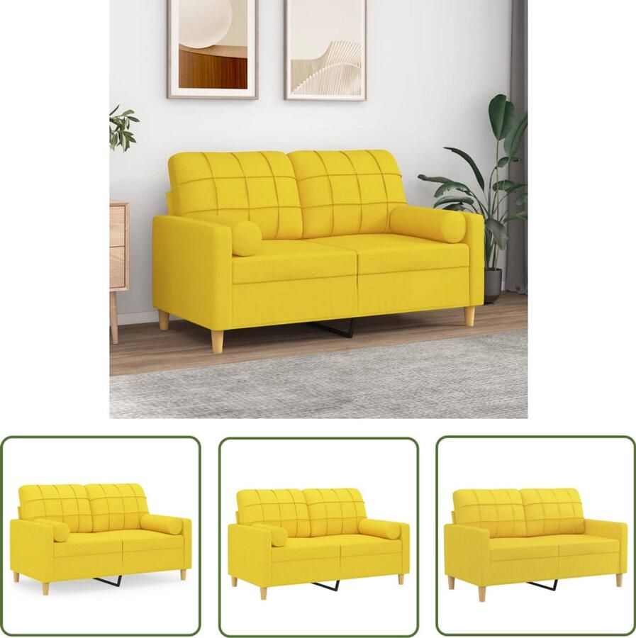 VidaXL Tweezitsbank 120 cm Stof Lichtgeel Tweezitsbank Sofa Banksofa Geel Sofa Stoffen Bank