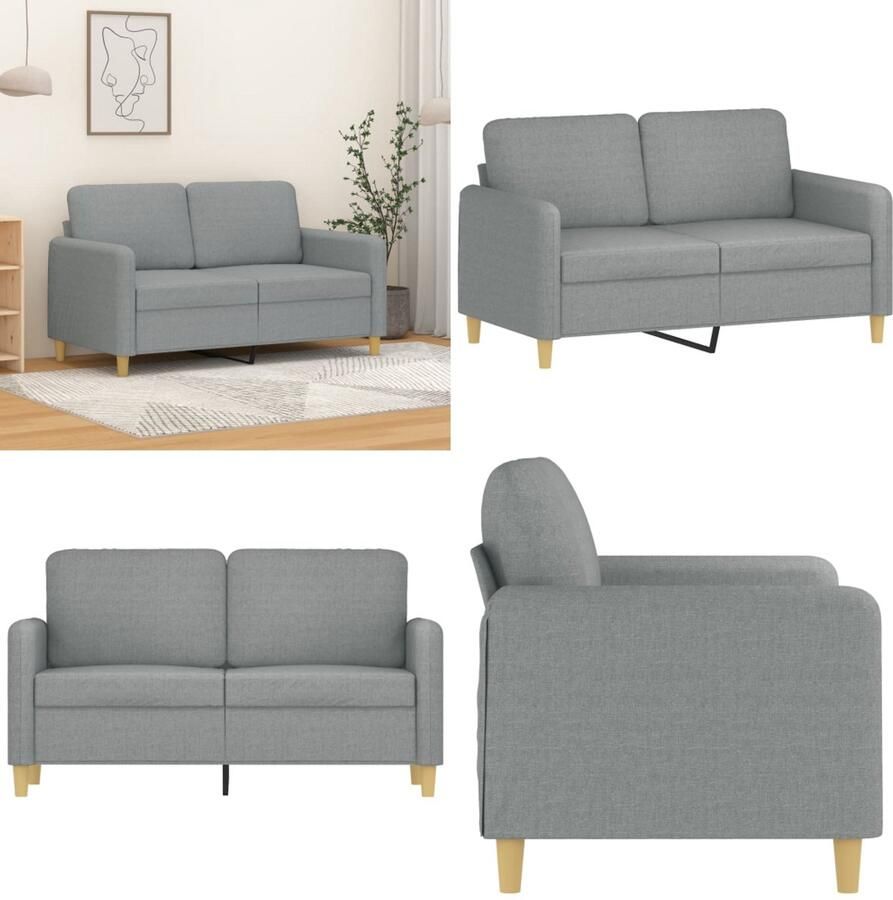 VidaXL Tweezitsbank 120 cm stof lichtgrijs 2-zitsbank 2-zitsbanken Bank Tweezitsbank