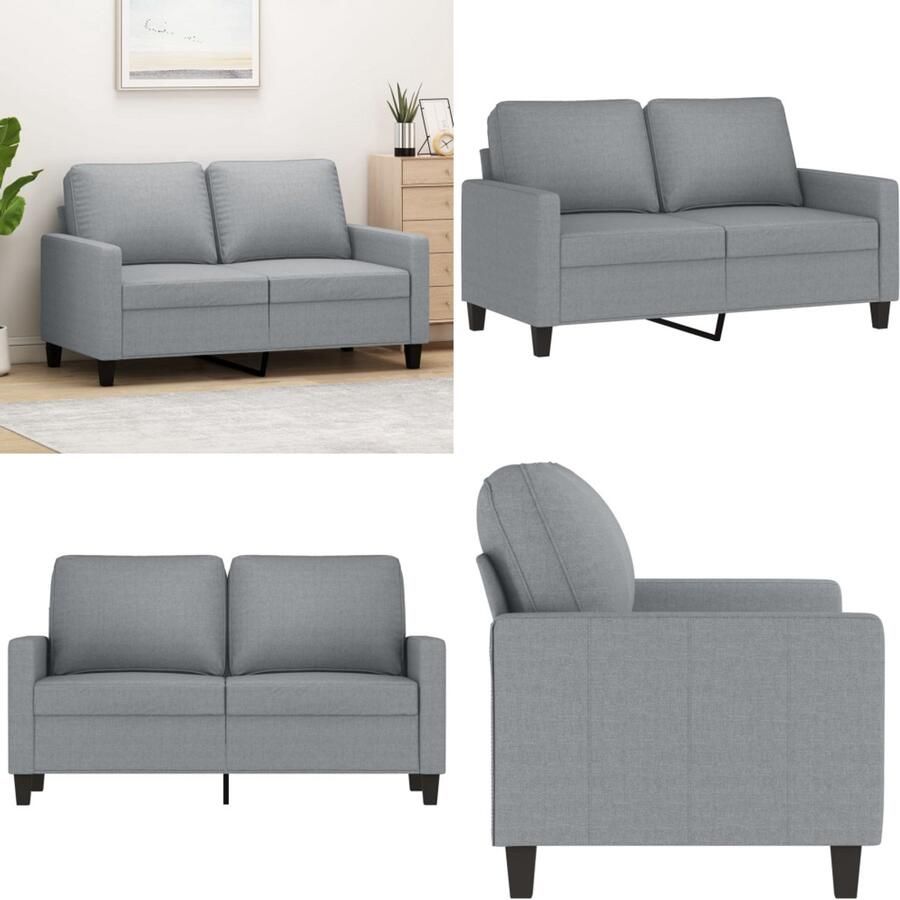 VidaXL Tweezitsbank 120 cm stof lichtgrijs 2-zitsbank 2-zitsbanken Bank Tweezitsbank