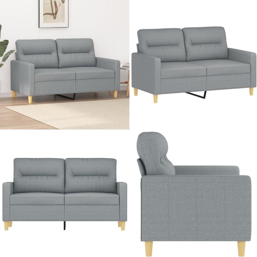 VidaXL Tweezitsbank 120 cm stof lichtgrijs 2-zitsbank 2-zitsbanken Bank Tweezitsbank