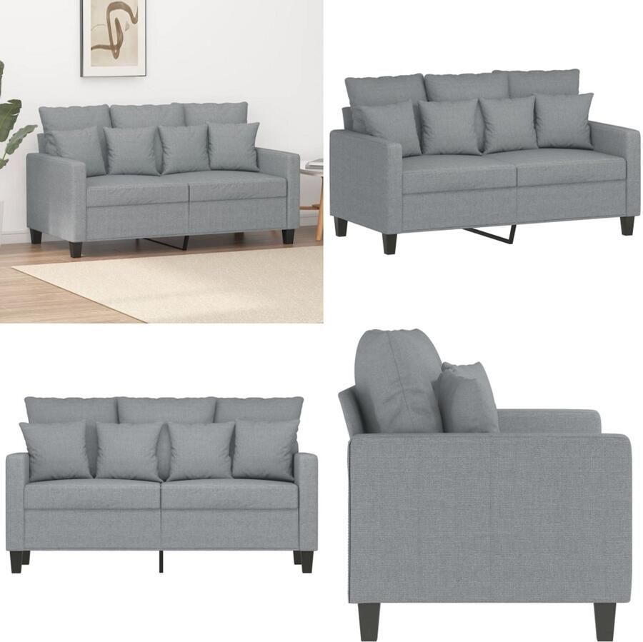 VidaXL Tweezitsbank 120 cm stof lichtgrijs 2-zitsbank 2-zitsbanken Bank Tweezitsbank