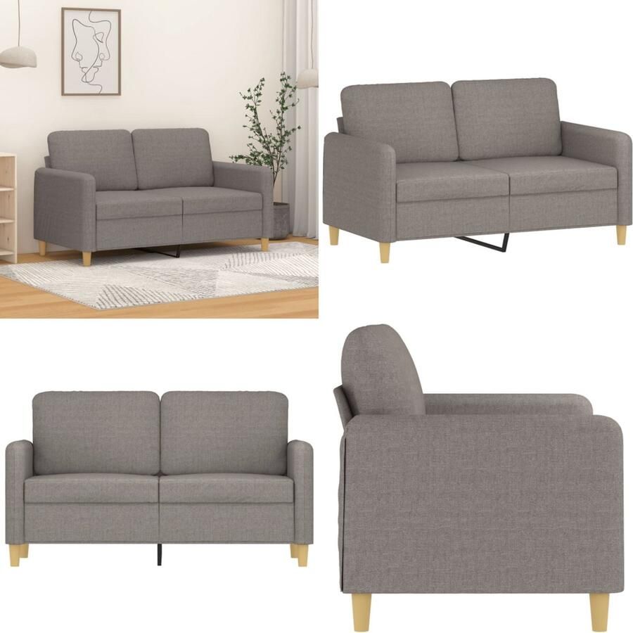 VidaXL Tweezitsbank 120 cm stof taupe 2-zitsbank 2-zitsbanken Bank Tweezitsbank