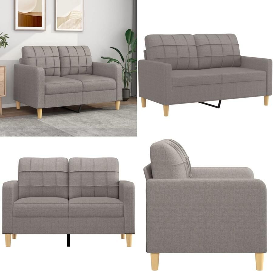 VidaXL Tweezitsbank 120 cm stof taupe 2-zitsbank 2-zitsbanken Bank Tweezitsbank - Foto 2