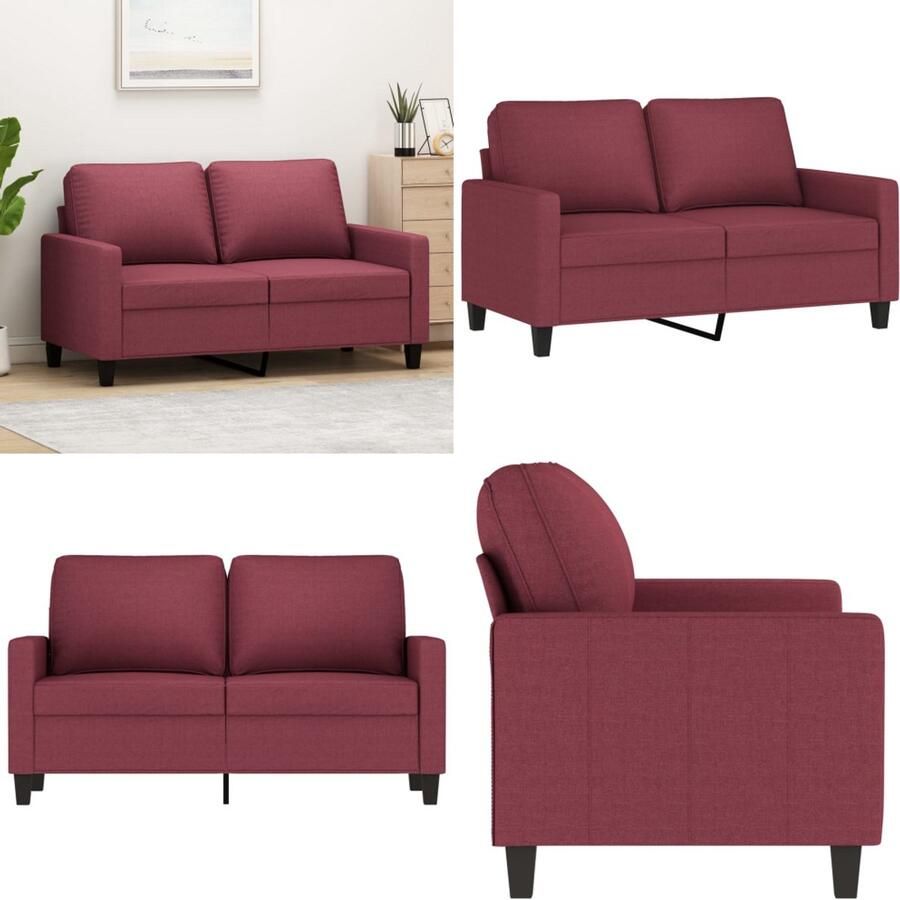 VidaXL Tweezitsbank 120 cm stof wijnrood 2-zitsbank 2-zitsbanken Bank Tweezitsbank