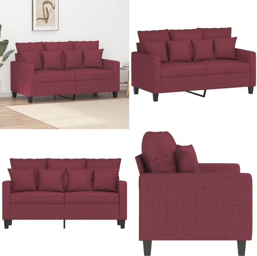 VidaXL Tweezitsbank 120 cm stof wijnrood 2-zitsbank 2-zitsbanken Bank Tweezitsbank