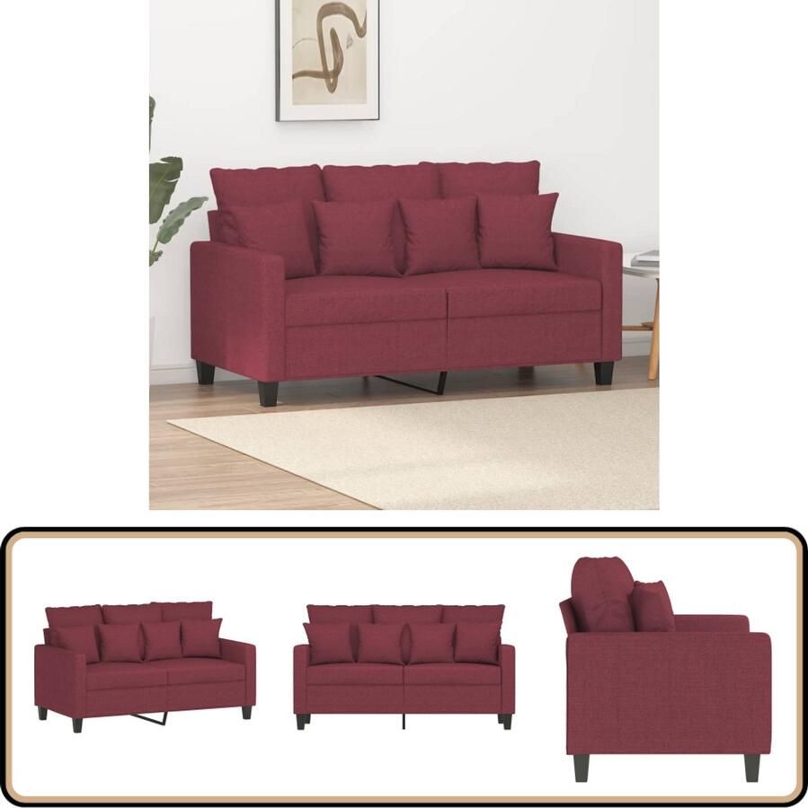 VidaXL Tweezitsbank 120 cm Stof Wijnrood Tweezitsbank Bank Loungehoek Woonkamer Meubilair Rode Bank Velours Bank Stijlvolle Bank Comfortabele Bank Budgetvriendelijke Bank Koop Online