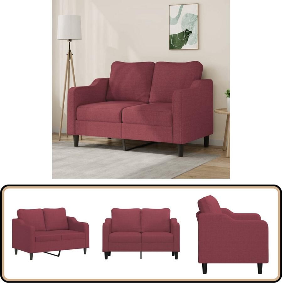 VidaXL Tweezitsbank 120 cm Stof Wijnrood Tweezitsbank Sofa Banks Kopen Lounge Meubels Woonkamer Meubilair