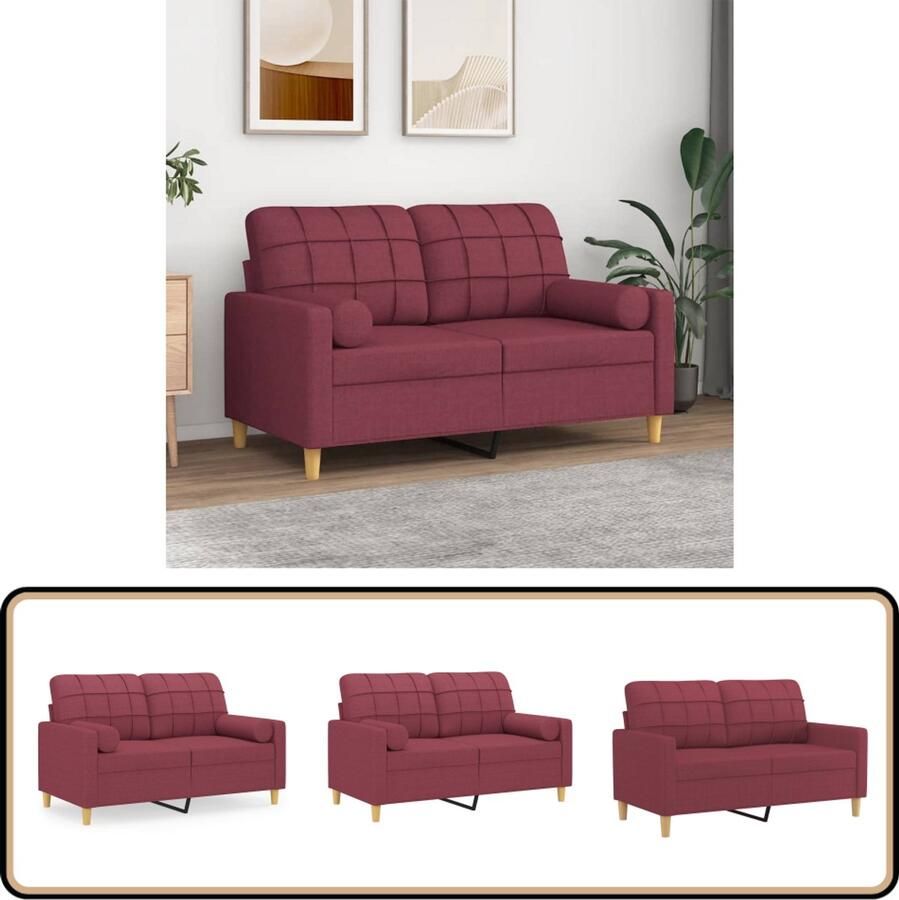 VidaXL Tweezitsbank 120 cm Stof Wijnrood Tweezitsbank Stoffen Sofa Rode Bank Lounge Meubilair Woonkamermeubelen Modern Design