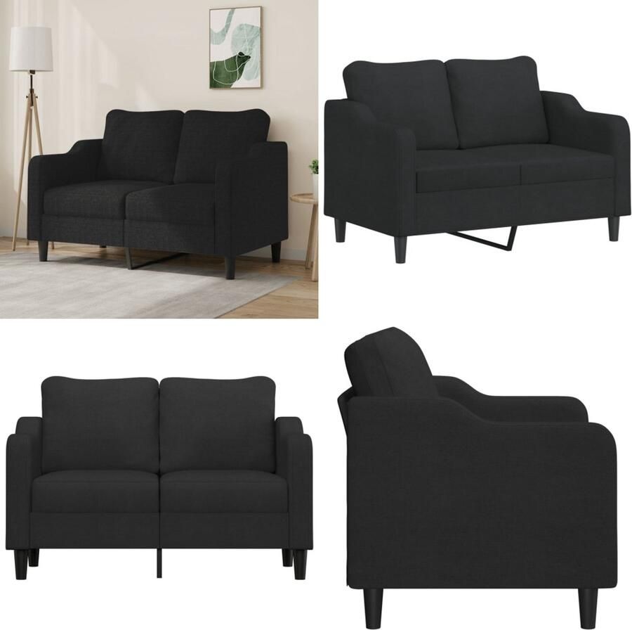 VidaXL Tweezitsbank 120 cm stof zwart 2-zitsbank 2-zitsbanken Bank Tweezitsbank