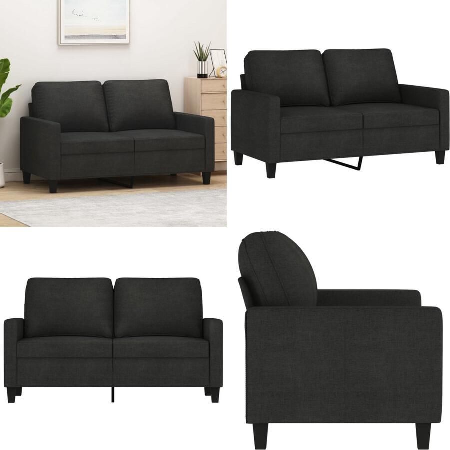 VidaXL Tweezitsbank 120 cm stof zwart 2-zitsbank 2-zitsbanken Bank Tweezitsbank
