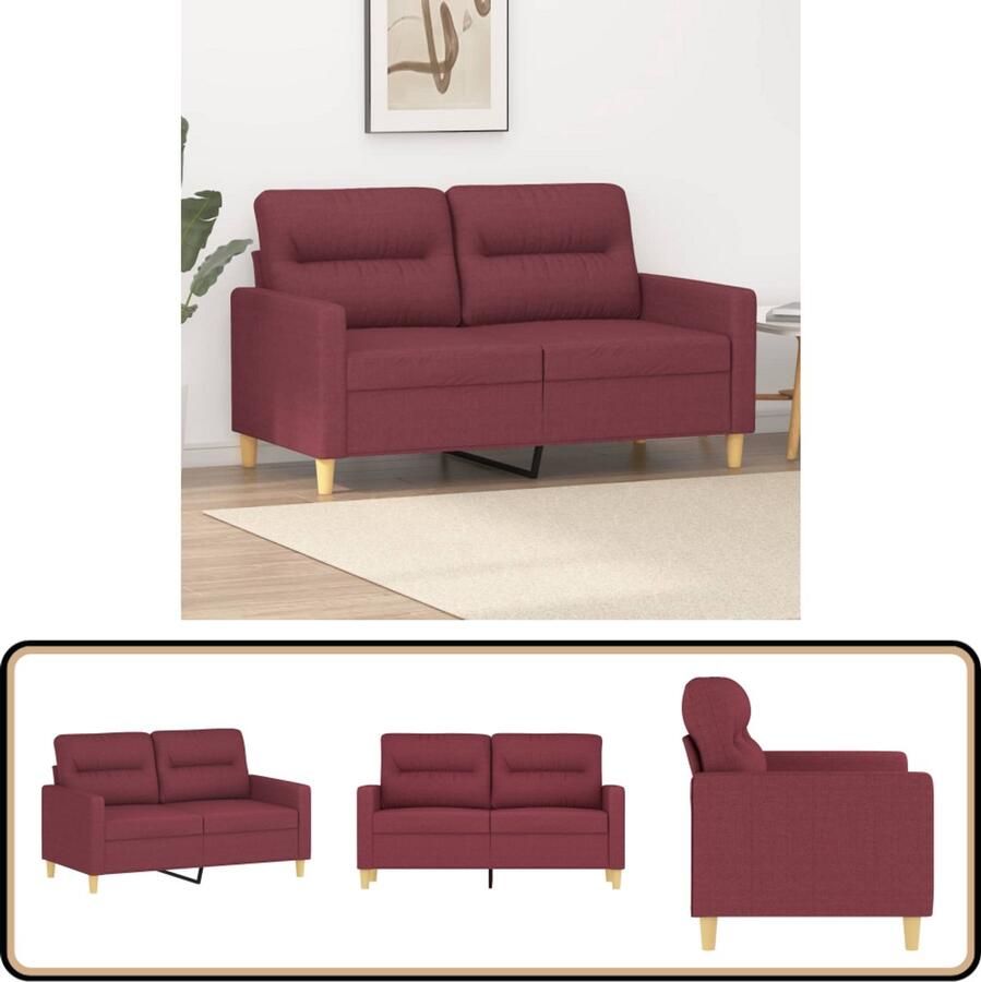 VidaXL Tweezitsbank 120 cm Wijnrood Stof Tweezitsbank Bank Lounge Woonkamer Meubilair Rode Bank Velours Bank Stijlvolle Bank Comfortabele Bank Budgetvriendelijke Bank
