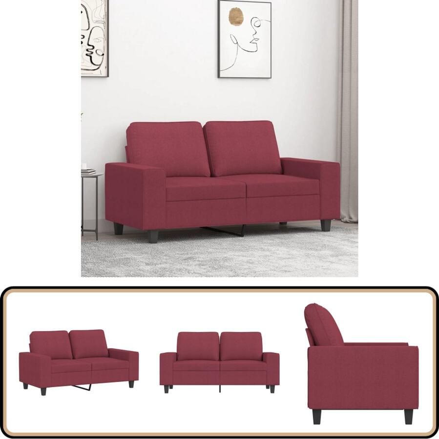 VidaXL Tweezitsbank 120 cm Wijnrood Stof Tweezitsbank Sofa Rode Bank Bankstellen Lounge Meubilair