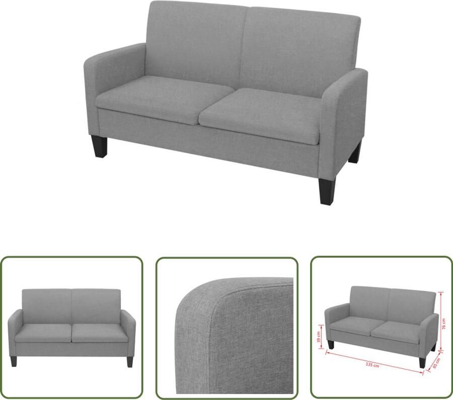 VidaXL Tweezitsbank 135x65x76 cm lichtgrijs