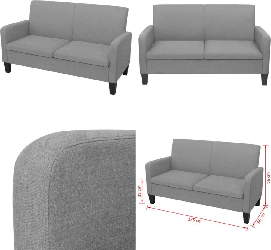 VidaXL Tweezitsbank 135x65x76 cm lichtgrijs Tweezitsbank Tweezitsbanken Tweezits Bank Tweezits Banken