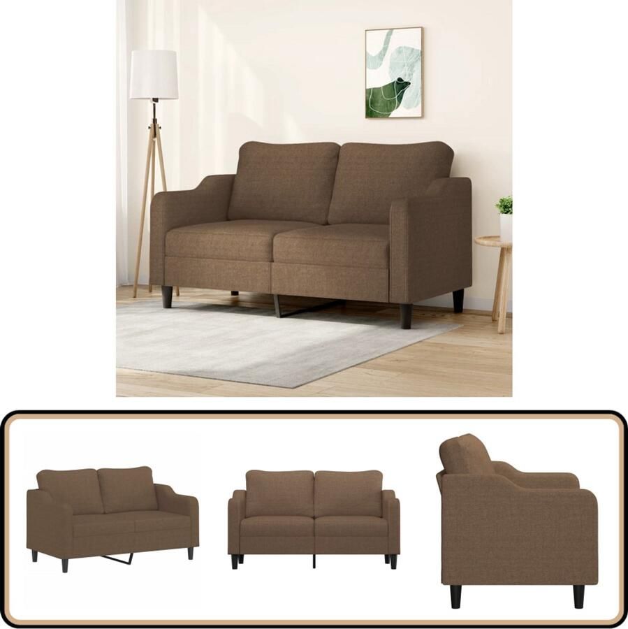 VidaXL Tweezitsbank 140 cm Bruin Stof Tweezitsbank Bruine Bank Banks Kopen Salon Meubels Living Room Furniture
