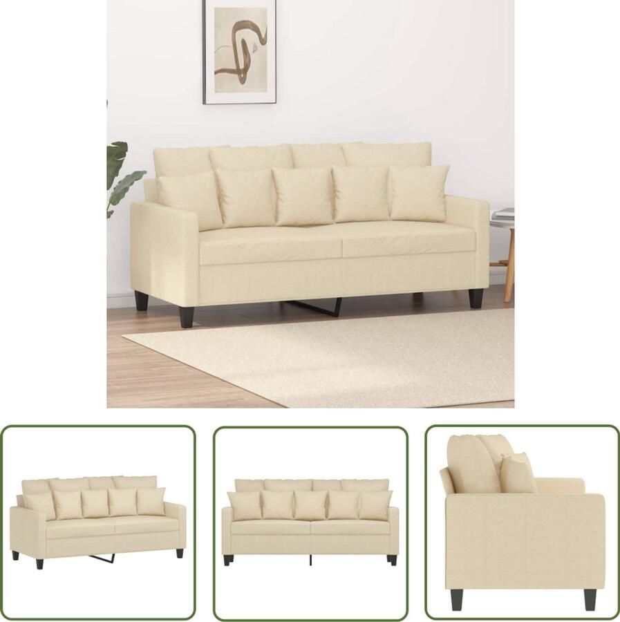 VidaXL Tweezitsbank 140 cm crèmekleurig Stof Tweezitsbank Sofa Bankstellen Creme Kleur Lounge Meubilair Living Room Furniture Relaxstoel